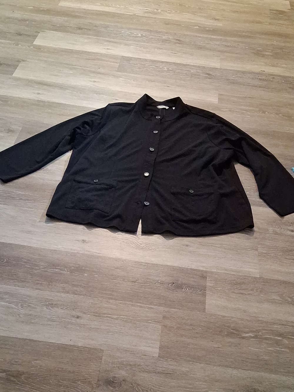 Liz Claiborne Black Stand-Collar Button Jacket